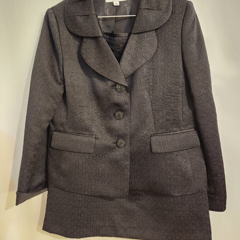 Le Suit Vintage Black Suit Size 14 Blazer Pencil Skirt Suit Jacket